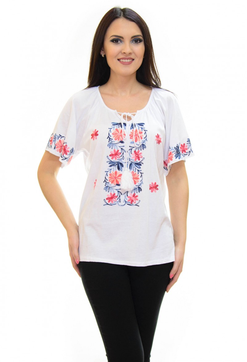Tricou Dancing Flowers White