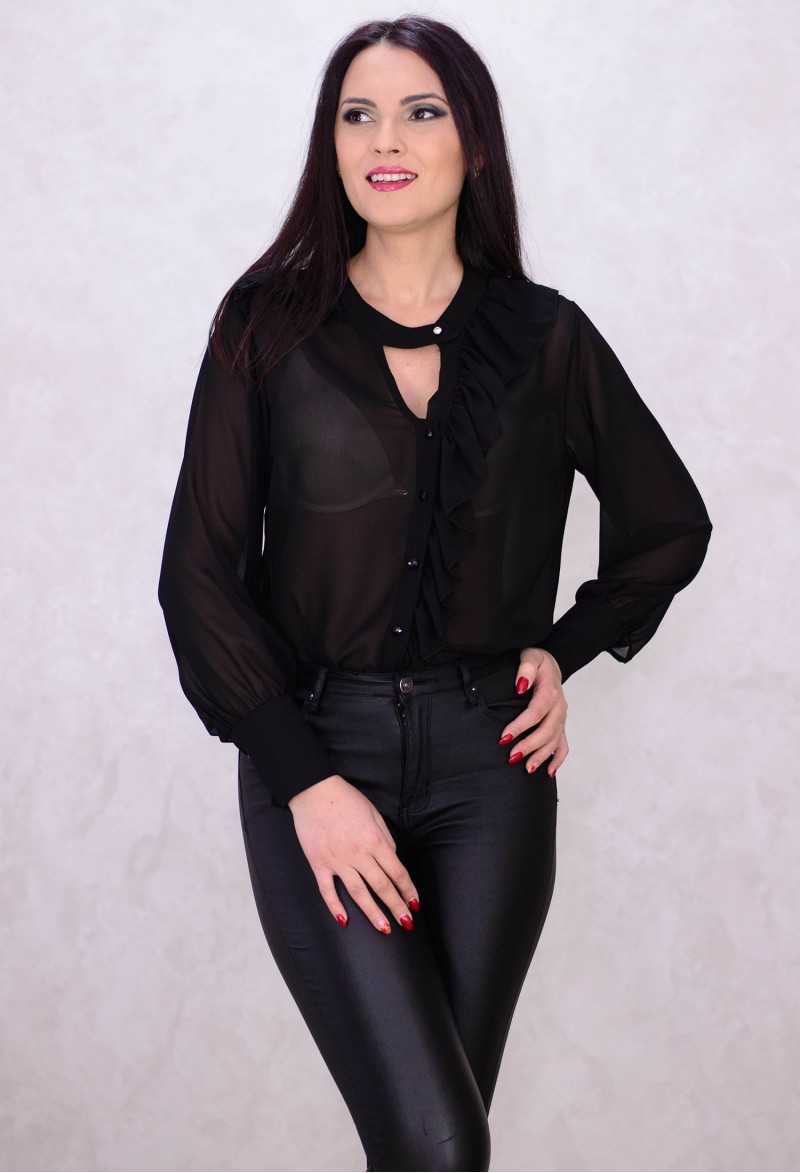 Camasa Elegant Ruffle Black