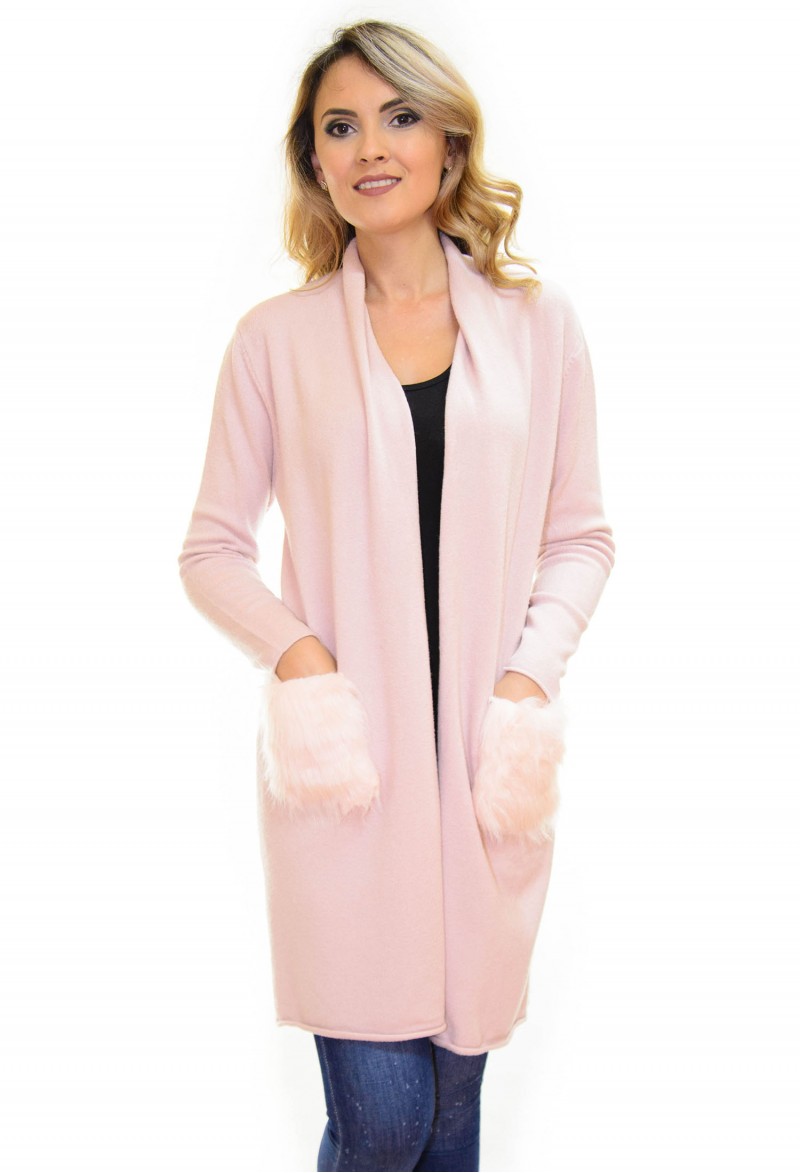 Cardigan Long Fluff Rose