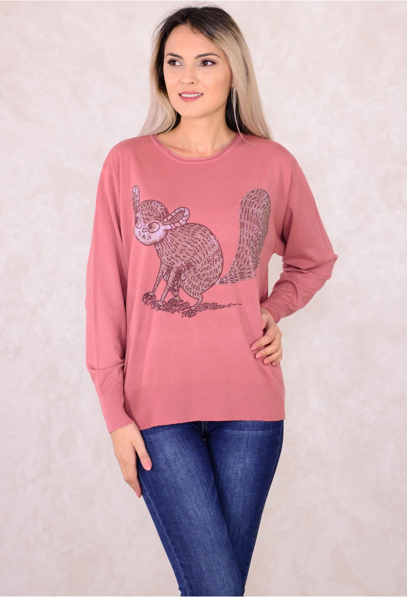Pulover Crystal Squirrel Pink