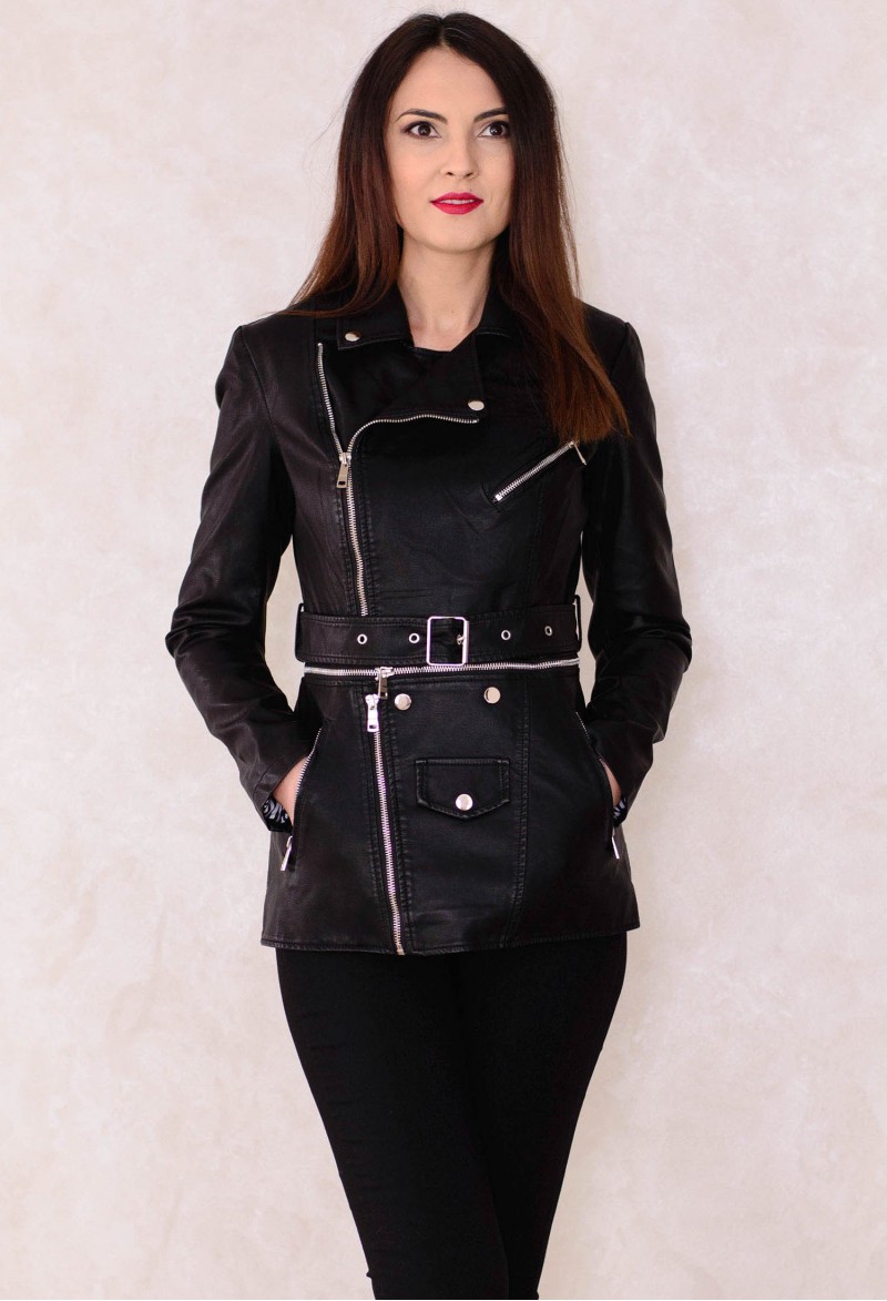 Geaca De Piele Long Term Black