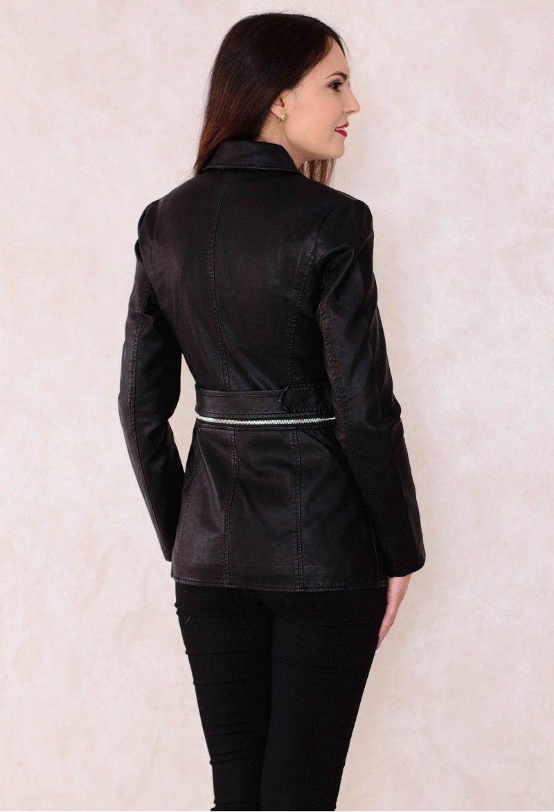 Geaca De Piele Long Term Black