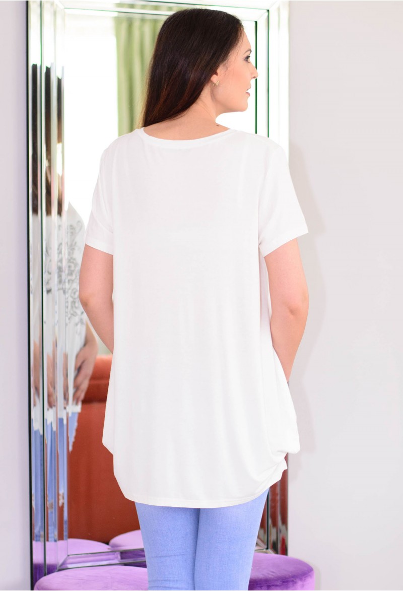 Tricou Crystal Roses Ivory