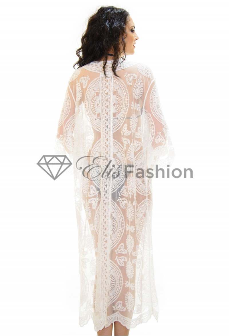 Cardigan de Plaja Lace Wise White