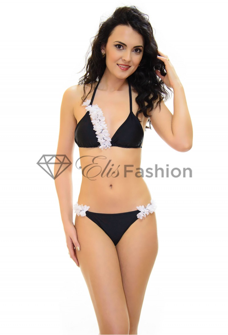 Costum de Baie Flower Ad Black