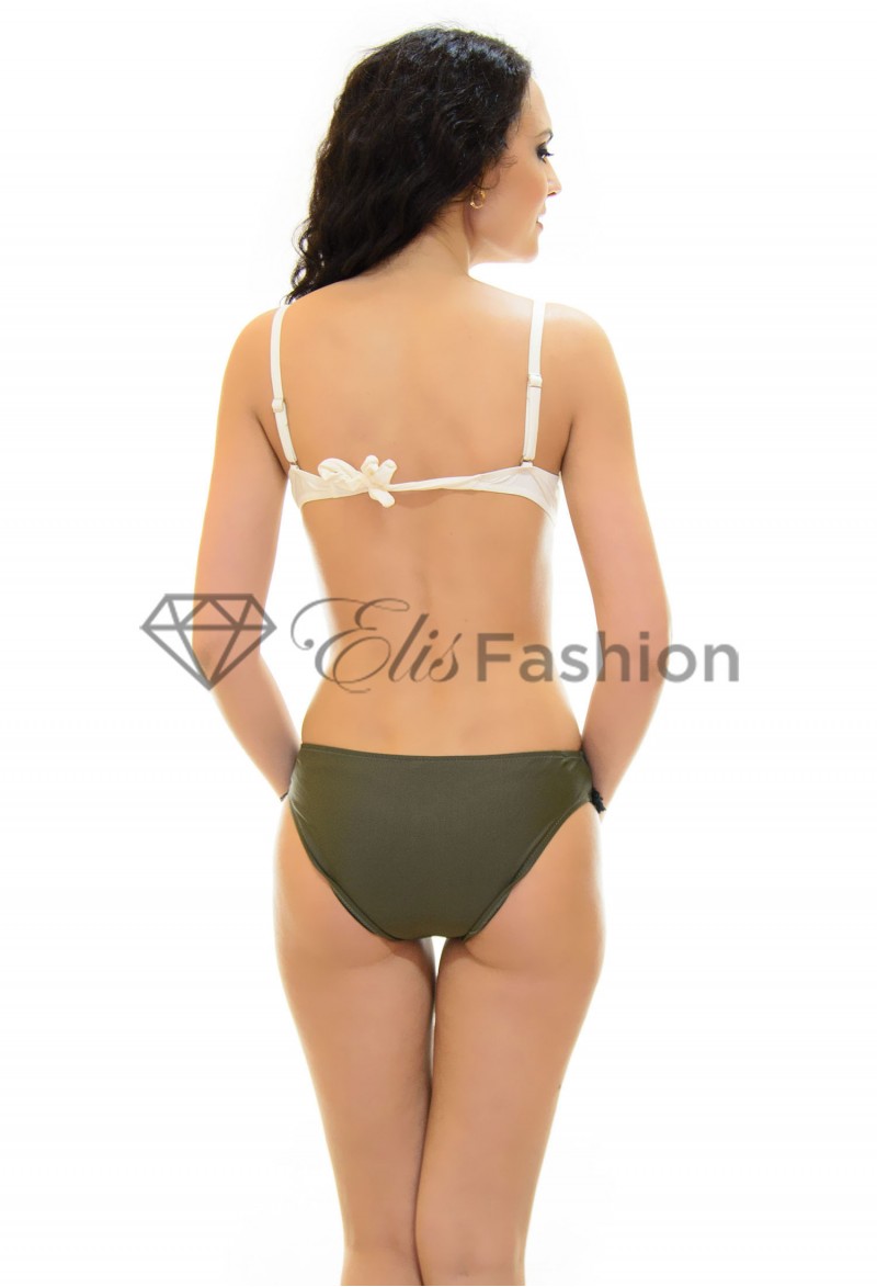 Costum de Baie Khaki and White