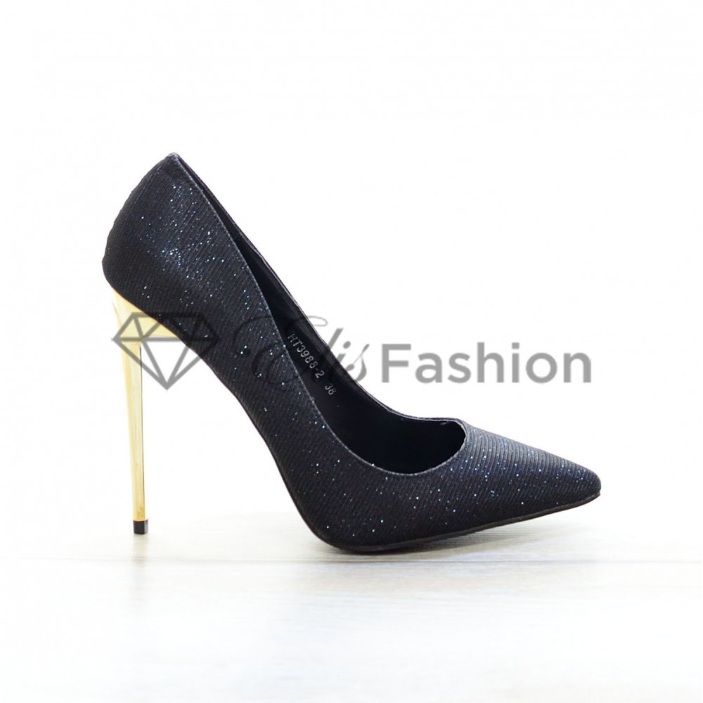 Pantofi Sparkling Gold Black #4020
