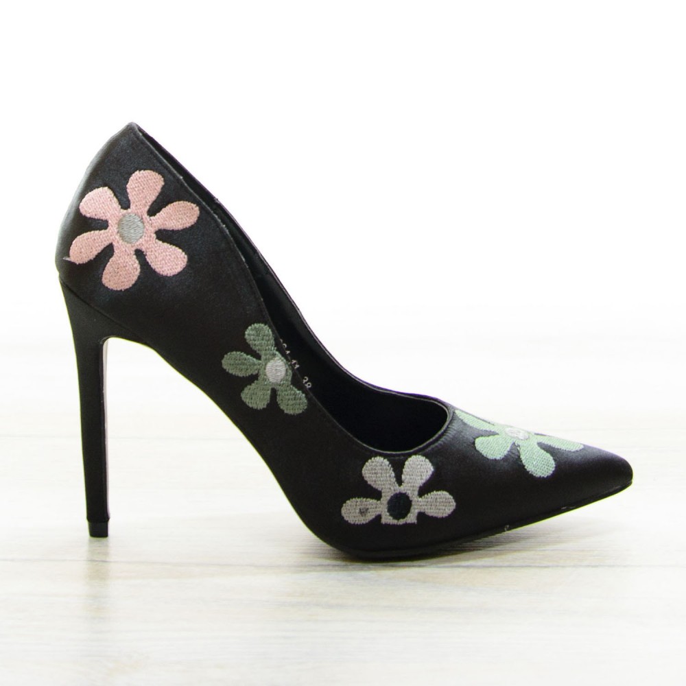 Pantofi Sweet Flowers Black #6845