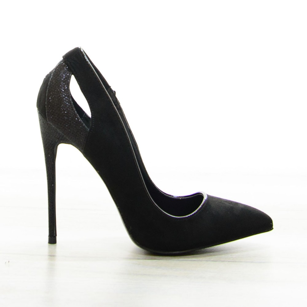 Pantofi Glitter Heel Black #7069